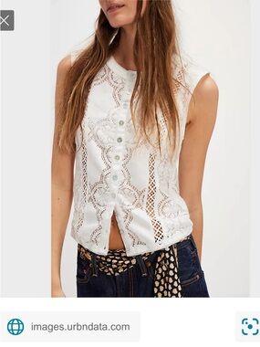 Free People Jae White Lace Button-Front Cropped Camisole